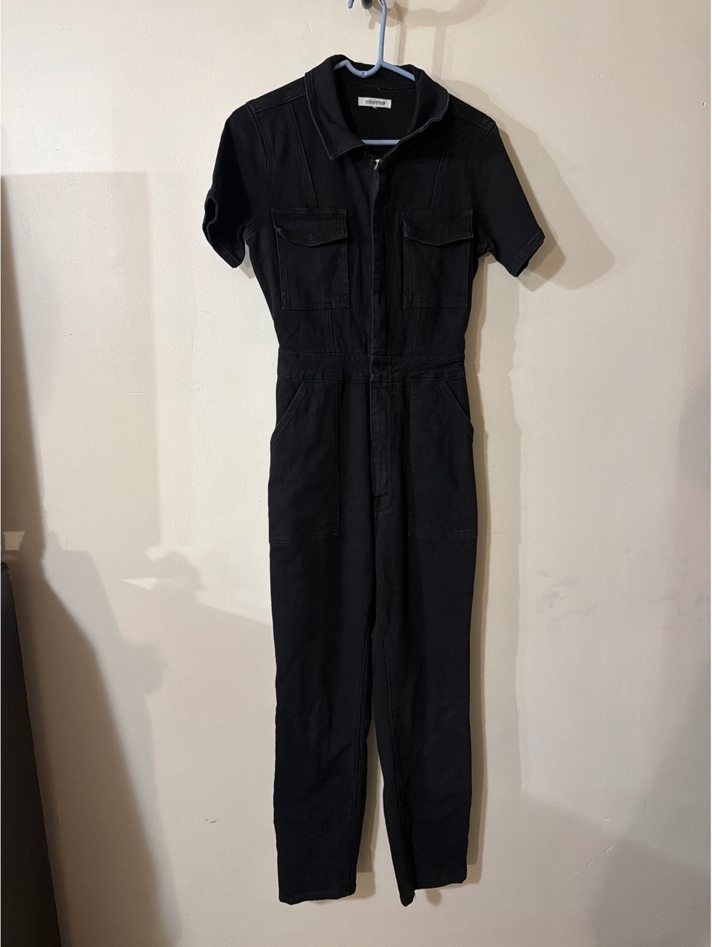 Good American Black Denim Jumpsuit size Medium